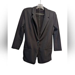 Metaphor Black Knit Blazer Single Button Closure 3/4 Sleeve Stretch Classic Sz M